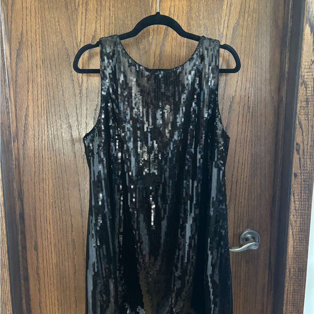 EUC FIRE FORMAL SACHIN + BABI Black Sequin Dress US L